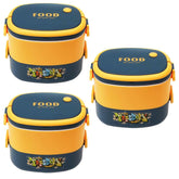 Kuber Industries Insulated Lunch Box With 2 Compartments|100% BPA Free, Food Grade ABS Plastic|Leakproof & Spill Proof|Dishwasher & Microwave Safe Lunch Box|1450 ML|HX0043343|Pack Of 3|Yellow & Blue